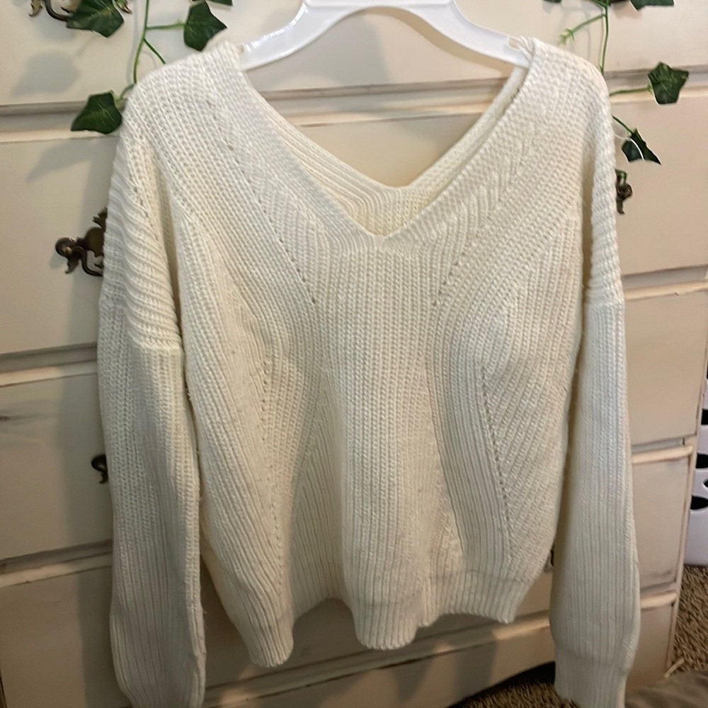 White knitted sweater! From Poof! Size Small!